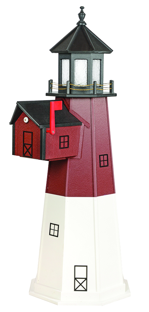 6 Foot Poly Lighthouse With Mailbox - Woodland Amish Products